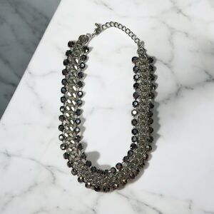 Heavy Brutalist Unisex Statement Necklace With Prong Set Stones Industrial Bling